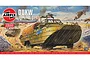 Airfix 1/76 scale DUKW amphibious vehicle model kit box art showing a painted illustration of the vehicle on a beach.