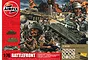Airfix 1/76 scale D-Day 75th Anniversary Battlefront model kit box art showing a dramatic WWII battlefield scene with tanks, soldiers, and diorama elements.