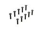 A set of ten black metal countersunk hex head screws arranged in a grid pattern against a white background.
