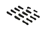 A set of various black plastic rod ends and suspension links for ARRMA 1/5 scale RC vehicles arranged on a white background.
