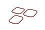 Three red silicone square-shaped gearbox seals for ARRMA 1/5 8S RC vehicles.