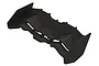 Black ARRMA 1/5 8S BLX rear wing for RC cars, featuring a molded plastic design with side plates and mounting holes.