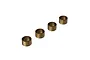 Four small cylindrical bronze-coloured steering bushings arranged in a diagonal line against a white background.