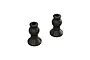Two black ARRMA pivot balls for RC vehicles, featuring a spherical joint and a hexagonal socket on top, isolated against a white background.