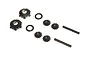ARRMA differential internal gear set including two large bevel gears, four small spider gears, two metal washers, and two metal cross pins.