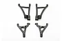 A set of four black plastic RC suspension arms, including two upper and two lower arms, arranged on a white background.