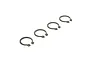 Four ARRMA 15mm C-clips arranged in a diagonal line against a white background.