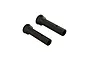 Two black metal CVD axle components for ARRMA 1/5 scale RC vehicles, shown from an isometric angle against a white background.