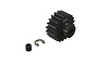 ARRMA 20T 1Mod Safe-D5 pinion gear with a small grub screw and E-clip on a white background.