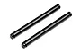Two black metal suspension arm pins for an RC vehicle, shown against a plain white background.