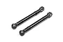Two black aluminium RC steering turnbuckles with black plastic ball ends on a white background.