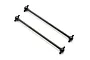Two black metal dogbone-style RC drive shafts laid parallel against a white background.
