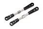 Two Maverick RC turnbuckles with silver metal threaded rods and black plastic ball ends on a white background.