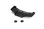 A black plastic rear wing for an RC car, shown with two small black washers on a white background.