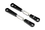 Two Maverick RC turnbuckles with black plastic ball ends and silver metal threaded rods on a white background.