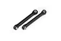 Two black non-adjustable steering turnbuckles with metal ball ends on a white background.