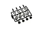 A black plastic parts tree containing various shock spacers and clips for an RC car, set against a plain white background.