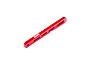 A red anodized aluminium ARRMA EXB centre rear chassis brace on a white background.