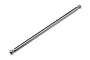 A gunmetal grey aluminium centre driveshaft for an RC car, featuring ball joints at both ends, isolated against a white background.