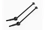 Two black metal universal drive shafts for an RC car, shown against a plain white background.