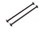Two black metal RC car drive shafts with ball joints at each end, shown against a white background.