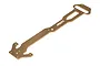 A gold-coloured aluminium upper chassis plate for an RC car, featuring the MVK logo, viewed from an angle against a white background.