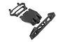 Maverick RC rear bumper set components including a bumper bar, skid plate, and mounting bracket on a white background.