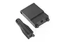 A black plastic battery tray post and a matching mounting block for Maverick RC vehicles.