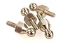 Four silver-coloured metal ball studs for RC vehicles, shown in a close-up studio shot against a white background.
