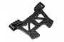 A black plastic RC shock tower spare part for Maverick RC vehicles, featuring multiple mounting holes and a triangular reinforced design.