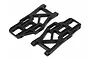Two black plastic rear lower suspension arms for a Maverick RC vehicle, shown from an angled top-down perspective against a white background.