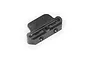 A black plastic Maverick suspension hinge pin holder spare part for RC cars, shown from a high-angle studio perspective.