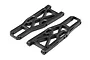 Two black plastic front lower suspension arms for a Maverick RC car, shown from an angled top-down perspective on a white background.
