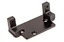 A black Maverick RC servo plate with two upright mounting brackets against a white background.