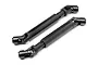Two black universal centre driveshafts for an RC car, shown against a white background.