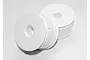 Two white dished RC wheels for Traxxas vehicles on a plain white background.