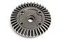 A grey metal 38-tooth differential bevel gear for an RC car, shown from a top-down angle on a white background.