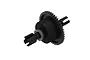 ARRMA 46T Centre Differential Set featuring a black gear housing, spur gear, and metal outdrives against a white background.
