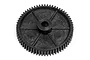 A black plastic 64-tooth spur gear for RC vehicles, shown from a top-down angle against a white background.