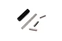 A set of five assorted metal and black plastic pins for RC car transmission and differential components.