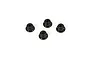 Four black steel flanged nyloc nuts arranged on a white background.