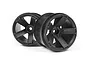 Two black 5-spoke RC car rims from Maverick, shown from a front-facing angle against a white background.