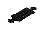 A black aluminium main chassis plate for an ARRMA 1/5 scale RC vehicle, featuring a flat design with various mounting holes and structural reinforcements.