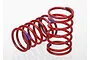 Two red Traxxas 1/16 GTR shock springs with purple identification markings on a white background.