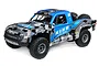 Losi Super Baja Rey 2.0 8S 4X4 RC short course truck in blue and grey camo livery with King Shocks branding on a white background.