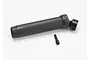A black Traxxas internal spline drive shaft assembly with a separate grub-pin screw on a white background.