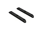 Two black plastic roof rails for an ARRMA RC vehicle, shown from a high-angle perspective against a white background.