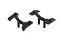 Two black plastic ARRMA body mount components with adjustable height posts, shown against a white background.