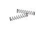 Two black metal coil springs for an RC vehicle, positioned diagonally against a plain white background.