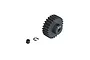 ARRMA 27T 1Mod Safe-D5 pinion gear with a small grub screw and E-clip on a white background.